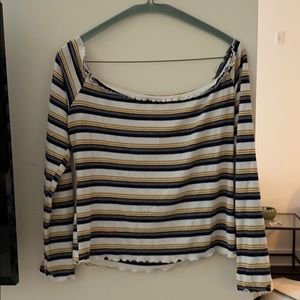 Off the Shoulder Striped Blouse